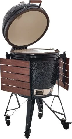 The Bastard Keramikgrill Classic Large - Complete - Schwarz Glänzend - Modell 2023 -Campinggeschäfte Bastard Grill Large Complete Deckel Seitentische BC201