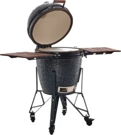 The Bastard Keramikgrill Classic Large - Complete - Schwarz Glänzend - Modell 2023 -Campinggeschäfte Bastard Grill Large Complete Deckel offen BC201