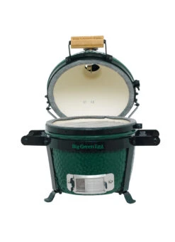 Big Green Egg Mini Keramikgrill Starter - Paket -Campinggeschäfte Big Green Egg Mini EGG Carrier Mini deckel geoeffnet