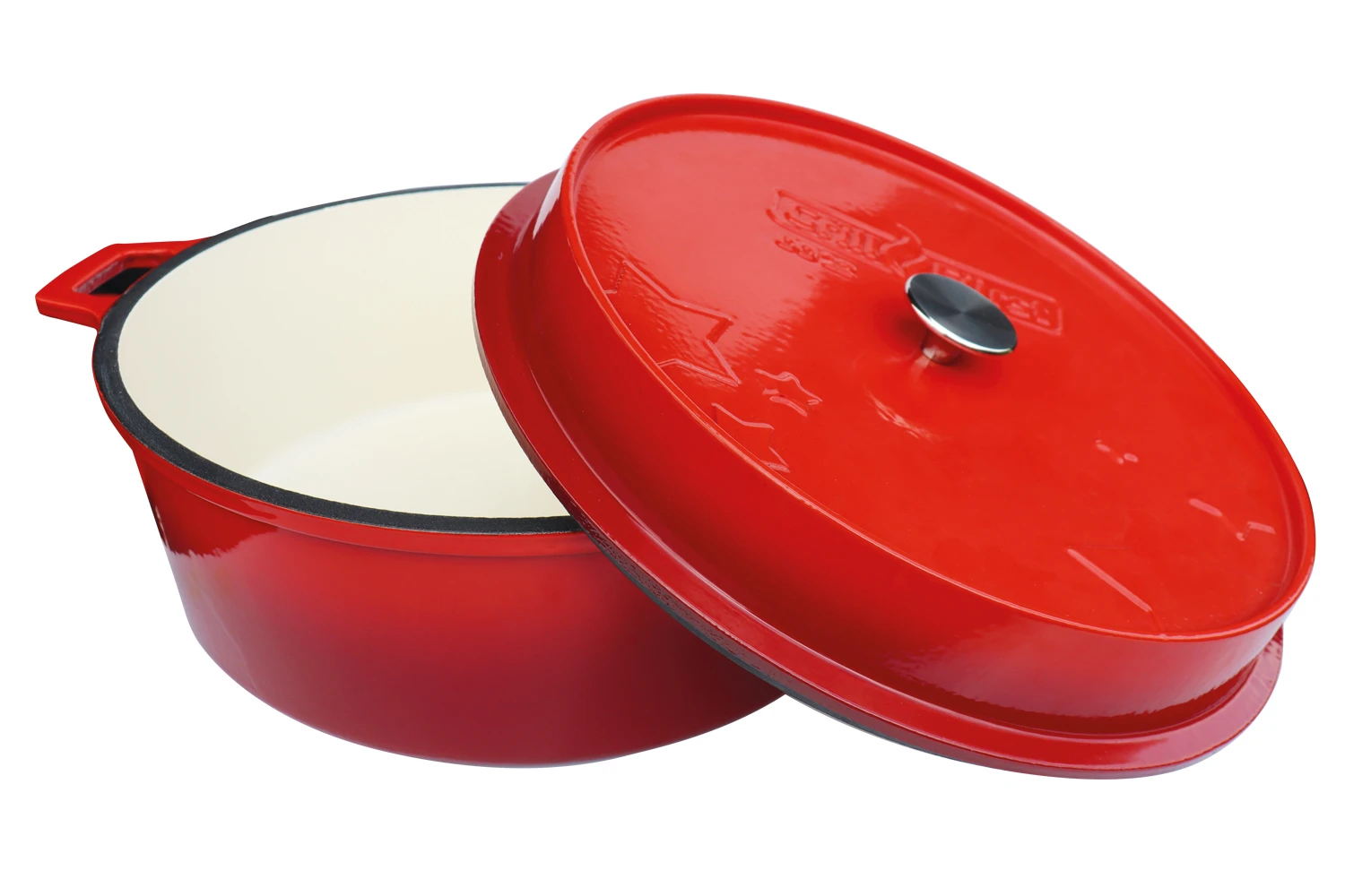 Grillfürst Emaillierter Dutch Oven Ohne Füsse DO12 - Rot 3 Grillfürst Emaillierter Dutch Oven Ohne Füsse DO12 - Rot