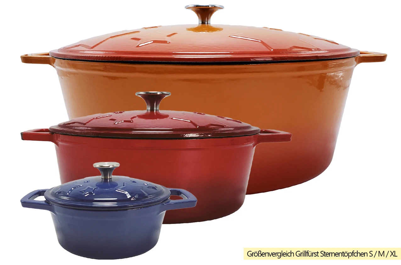 Grillfürst Dutch Oven Sternentöpfchen / Gusseisen Bräter - Emailliert - S - Blau 9 Grillfürst Dutch Oven Sternentöpfchen / Gusseisen Bräter - Emailliert - S - Blau – Bild 7