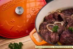Grillfürst Dutch Oven Sternentöpfchen / Gusseisen Bräter - Emailliert - XL - Lila -Campinggeschäfte Grillfuerst Sternentoepfchen XL Beispiel Rippchen