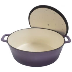 Grillfürst Dutch Oven Sternentöpfchen / Gusseisen Bräter - Emailliert - XL - Lila -Campinggeschäfte Grillfuerst Sternentoepfchen lila Braeter XL 20 094 Deckel offen