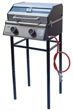 Grillfürst G201E 2-Brenner Gasgrill Portabel V2 - Campinggrill / Balkongrill 50mbar - Inkl. Untergestell -Campinggeschäfte Grillfuerst Untergestell G201