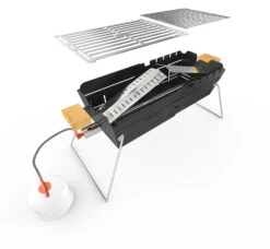 Knister Gasgrill - Ausziehbarer Kompaktgrill -Campinggeschäfte Knister Gasgril Aufbau Bauteile