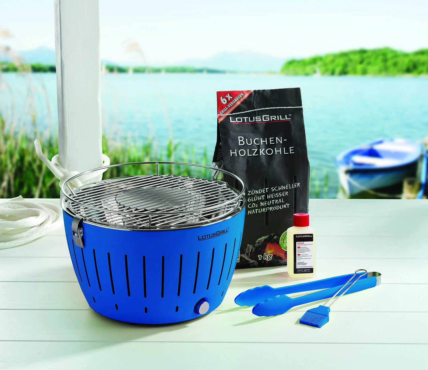 LotusGrill Classic - Holzkohle Tischgrill - Tiefblau Inkl. Tasche 5 LotusGrill Classic - Holzkohle Tischgrill - Tiefblau Inkl. Tasche – Bild 3