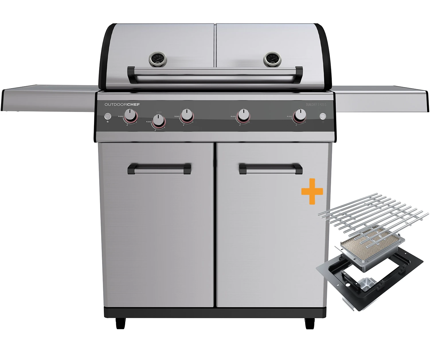 Outdoorchef Dualchef S 425 G Edelstahl Gasgrill Mit Seitenkocher + Blazing Zone Infrarotbrenner + DGS Gusseisen Grillrost 2 Stk. + DGS Gemüse Grillrost 2 Stk. 3 Outdoorchef Dualchef S 425 G Edelstahl Gasgrill Mit Seitenkocher + Blazing Zone Infrarotbrenner + DGS Gusseisen Grillrost 2 Stk. + DGS Gemüse Grillrost 2 Stk.