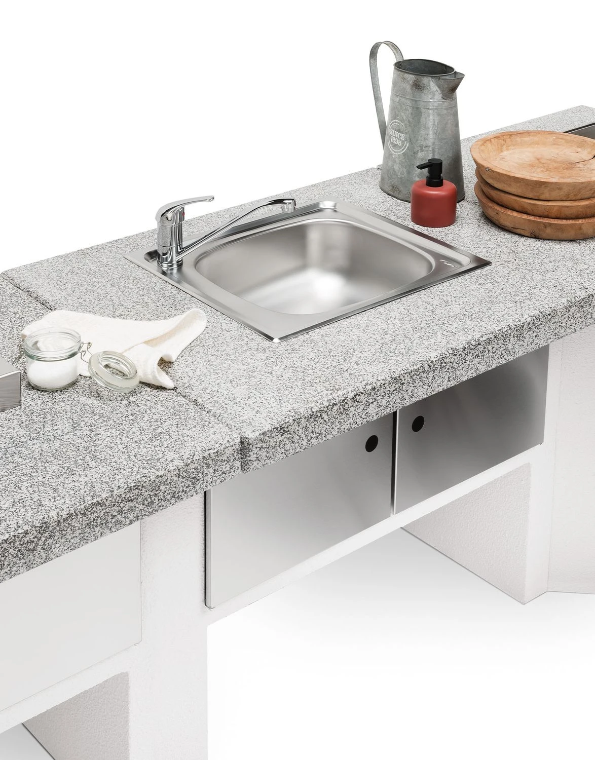 Palazzetti Gartenküche: Modul Spüle, Marmortech Grau 3 Palazzetti Gartenküche: Modul Spüle, Marmortech Grau