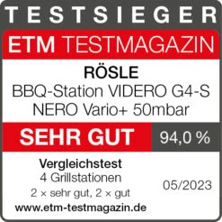 Rösle Gasgrill Videro G4-S Vario+ Nero Schwarz - Modell 2023 - X-DEAL Inkl. Abdeckhaube, Grillplatte Und Drehspieß -Campinggeschäfte Roesle Videro G4 S Nero Vario Testsieger Grillstationen 2
