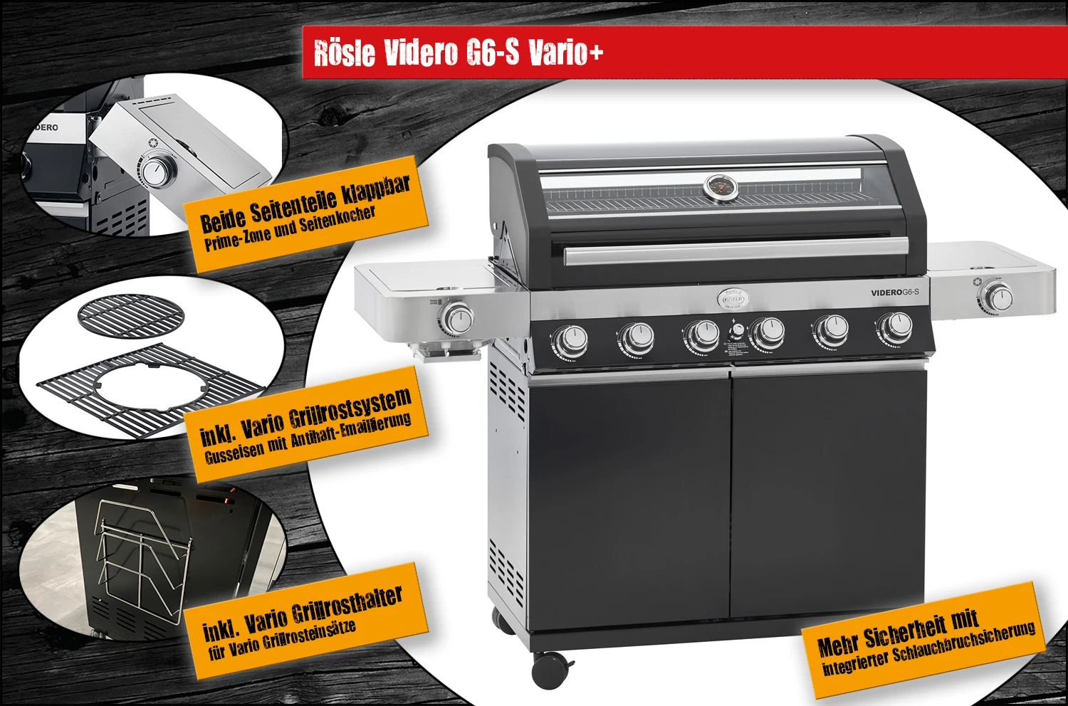 Rösle Gasgrill Videro G6-S VARIO+ Schwarz - Modell 2023 3 Rösle Gasgrill Videro G6-S VARIO+ Schwarz - Modell 2023