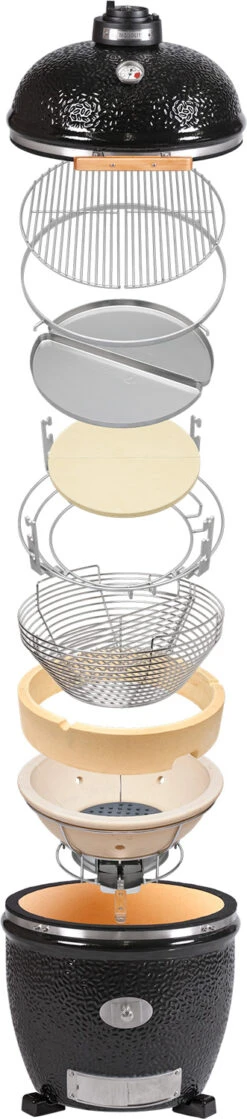 Monolith Grill CLASSIC BBQ GURU - PRO-Serie 1.0 Schwarz - MIT Gestell Und Seitentischen -Campinggeschäfte monolith pro serie aufbau 2