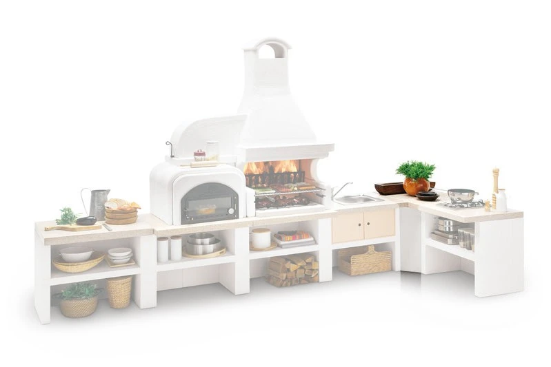 Palazzetti Gartenküche: Modul Ecke, Marmortech Rot 3 Palazzetti Gartenküche: Modul Ecke, Marmortech Rot